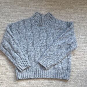 Cozy Cable Knit Turtleneck Sweater - Gray
